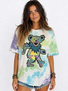 Grateful Dead Dancing Bear Tie Dye T Shirt XL Liquid Blue Psychedelic Graphic T